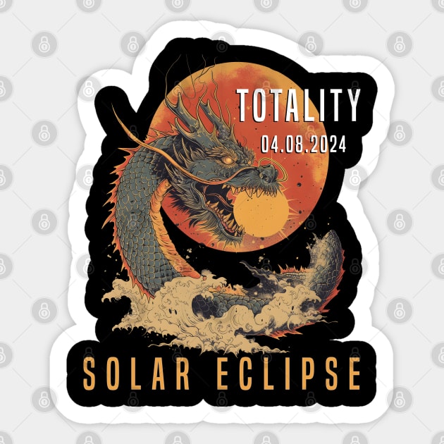 Totality Solar Eclipse 04.08.24 Dragon Sun April 8 2024 Sticker by Ai Wanderer